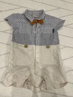 petit main チェック柄ロンパース 80