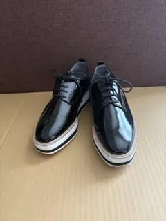 DIANA ダイアナ 22.5cm 黒 レースアップシューズ エナメル　厚底