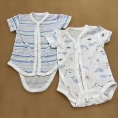 ボディスーツ2枚セット サイズ60 ストライプ・ホエール柄