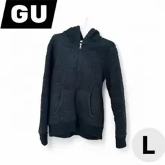 GU フード付きジャケット L 黒レディース　冬フリースジャケット