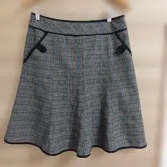 チェック柄フレアスカート サイドポケット付き