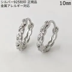 ダイヤモンド　光を編み込んだツイストデザイン　フープピアス　シルバー925