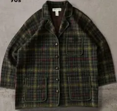 90s JONES NEW YORKチェックジャケットニットカーディガン総柄古着