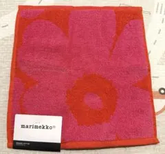 marimekko マリメッコ　タオルハンカチウニッコ　オレンジ×ピンクタグ付のサムネイル