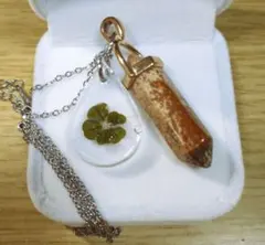 【五つ葉の守護】本物☆五つ葉のクローバー＆ピクチャージャスパー☆ペンダント