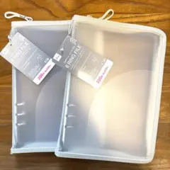 ダイソー シール帳 6穴リングファイル グレー　2個