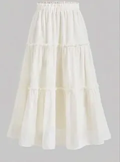ホワイト ティアードフレアスカート