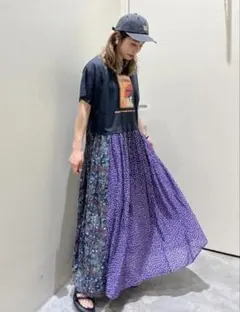 美品 niko and... リメイクライクフラワーワンピース ニコアンド