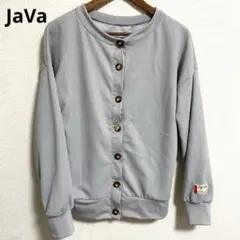 JaVa ワッフル カーディガン グレー 長袖 カットソー 2way ゆったりのサムネイル