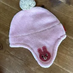 ホットビスケッツ　ベビー用ピンクウサギ帽子　46から52サイズ
