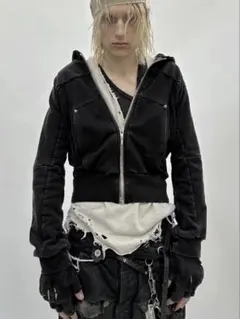 shineluxury damaged metal fist parka