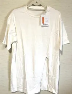 moment+ スリット入り半袖Tシャツ ホワイト
