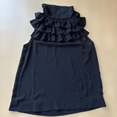 H&M ブラック フリル付きノースリーブシャツ US 2