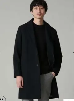 ナノユニバース　チェスターコート LB.04/フレキシブルメルトン　S ブラック