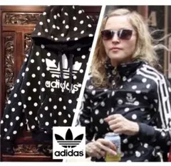 アディダス 大きめサイズ マドンナ ドット パーカー トレーナー ジャージ 水玉