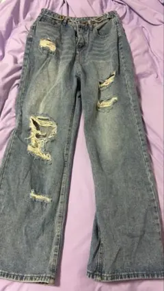レディース ダメージジーンズ デニム パンツ ズボン 古着