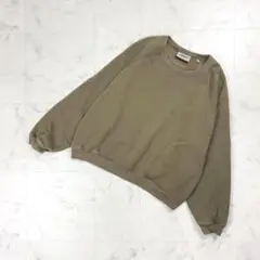 エッセンシャルズ ラバープリントラグランスリーブスウェット カーキS*HD467