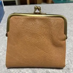 レザー製二つ折り財布 ベージュ