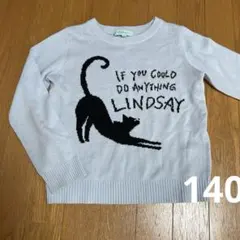 140Lindsay 猫柄 長袖ニット Sサイズ
