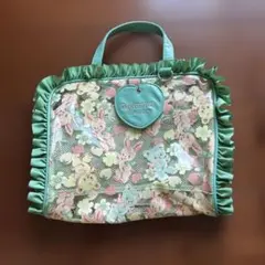 ウサギと花のプリント プールバッグ