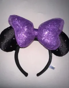 2024ハロウィン ミニーマウスカチューシャ 黒と紫