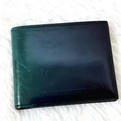 【美品】yuhaku 二つ折り札入れ　カード入れ　レザー　ダークグリーンのサムネイル