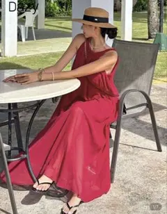 dazy ノースリーブ ロングワンピース レッド