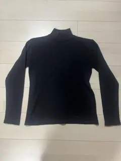 黒 ウール100% タートルネック セーター