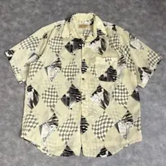 雰囲気抜群 90s vintage 総柄 シャツ メタルボタンのサムネイル