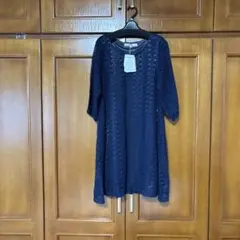 新品未使用Cutie Blondie ネイビー レース編み 七分袖チュニック M
