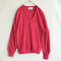 70s USA製 ビンテージ　IZOD ラコステ　アクリル　セーター　赤　ロゴのサムネイル