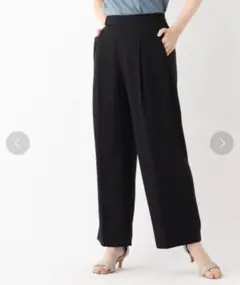 OPAQUE.CLIPドレープツイル ワイドストレートパンツ ブラック L