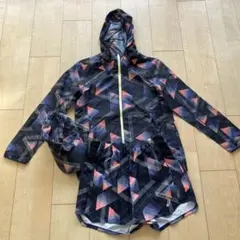 アシックス幾何学模様 フード付きウインドブレーカー上下　キャップ3テンセット