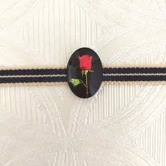 帯留め　一輪の赤い薔薇　真田紐セット！