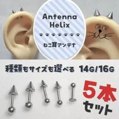ねこ耳アンテナ⋈14G　アンテナヘリックス　ボディピアス　ストレートバーベルのサムネイル