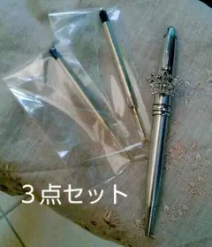 ３点set♥クラウン　王冠　ボールペン＆替え芯２本♥