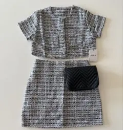 【新品タグ付】GRLツイードクロップド丈ジャケッミニスカートセットアップM