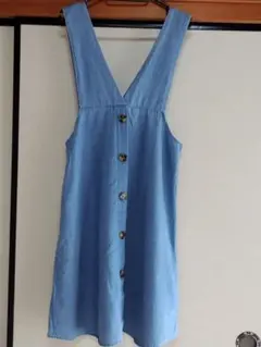 デニム風Vネックサロペット