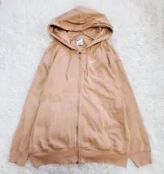 ナイキ パーカー フーディー フルジップ ワンポイント（M）ベージュ コットン