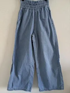 GU　ライトブルー ワイドパンツ ゴムウエスト　140