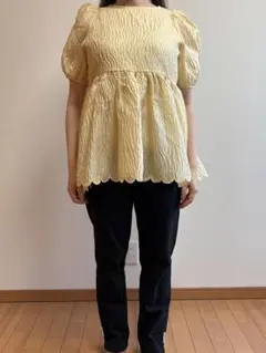 美品✨ meraki メラキ ふくれジャガードパフスリーブブラウス ミント 