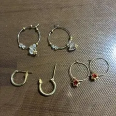 デザインピアス 3点セット　リングピアス