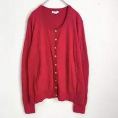 OLD NAVY【L】赤色のカーディガン 長袖 薄手 羽織 白いボタン 綿混