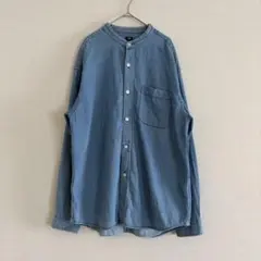 ユニクロ デニムオーバーサイズスタンドカラーシャツ M バンドカラー
