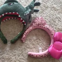 USJ恐竜とキティちゃんのカチューシャ2個セット