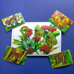 4865 外国切手 タークス・カイコス 1995年 蝶と花 4種+小型シート