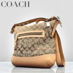 COACH コーチ シグネチャー ショルダーバッグ ポケット付 ベージュ 101