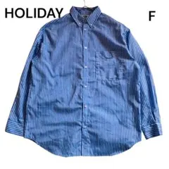 美品！HOLIDAY水色ストライプワイドシャツFサイズのサムネイル