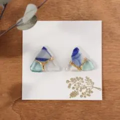 シーグラス シー陶器 さんかく ピアス イヤリング