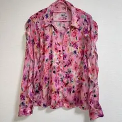 zara 花柄長袖シャツ ピンク系